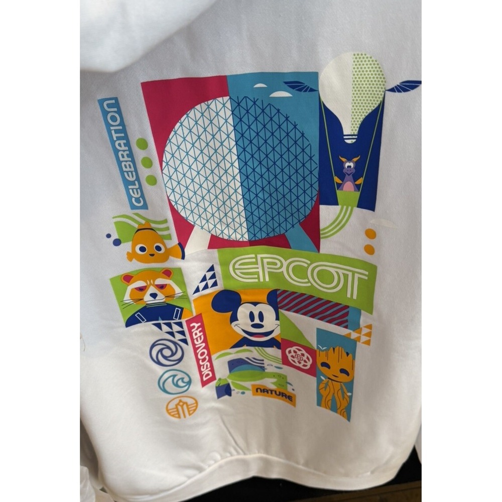 2025 Disney Parks Epcot Spaceship Earth L Sweatshirt Hooded Zip Mickey Figment - Picture 2 of 5